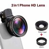 2 in 1 HD Camera Fisheye Lens [0.45X Wide Angle + 12.5X Macro] Clip-on Kit Lens For iPhones & Android Smartphones