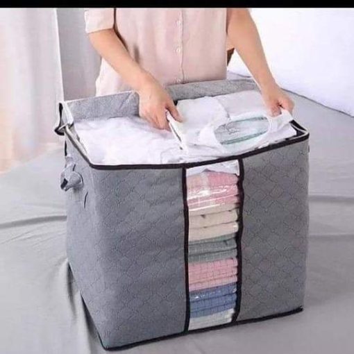 Extra Thick Fabric Foldable Closet Zippered Storage Bags Organizer Container for Clothes Blanket Pillow Comforter with Clear Window Multicolors