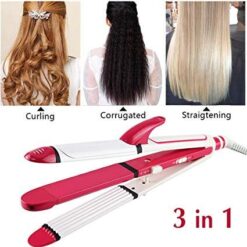 Hair Straightener and Curler 3-in-1 Ceramic Hair Curling Iron & Hair Straighteners & Crimper Hair Styler Tools Flat Iron with Worldwide Dual Voltage 100~240V