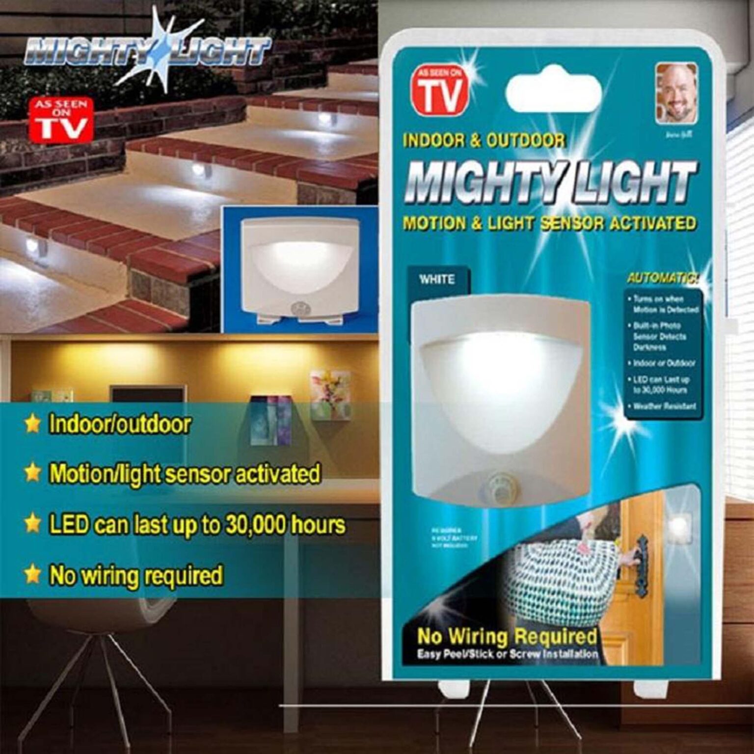 Mighty Light Indoor & Outdoor Motion Sensor Light Shopznowpk