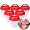 Nonstick Silicone Hard and Soft Eggs Boiled Maker (Red and White) - Set 6 Packs