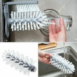 Suction Cup Base Glass Washer Sink Cleaning Bottle Sponge Clean Tool Brush