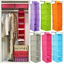 Tidy Hanger Hanging Wardrobe Storage Organizer Shelf For Clothes Multicolors