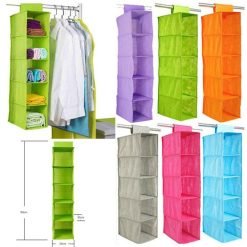 Tidy Hanger Hanging Wardrobe Storage Organizer Shelf For Clothes Multicolors