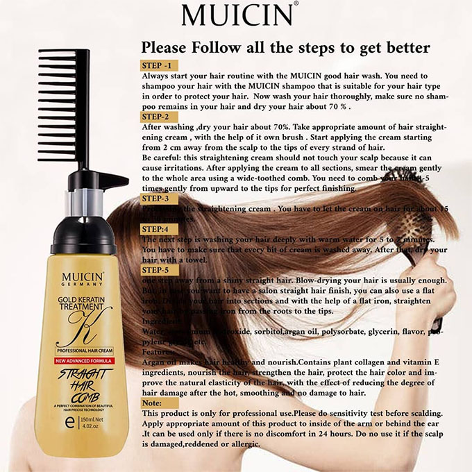 Muicin Gold Keratin Hair Straightening Cream