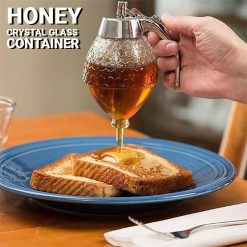 Crystal Glass Honey Dispenser Transparent Honey Storage Bottle Container