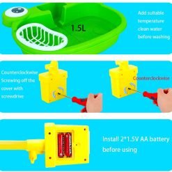 Kitchen Sink Toys Set for Kids, Frog Model Kids Electric Dishwasher with Running Water, Automatic Water Cycle System, Washing Vegetables