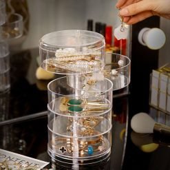 Rotating Jewelry Makeup Storage Box Transparent Rotating Jewelry Makeup Storage Box Transparent