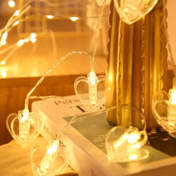 Alternative view of Heart Shape Led Photo Clips String Lights USB Powered for Gift 5FT 10 Clips