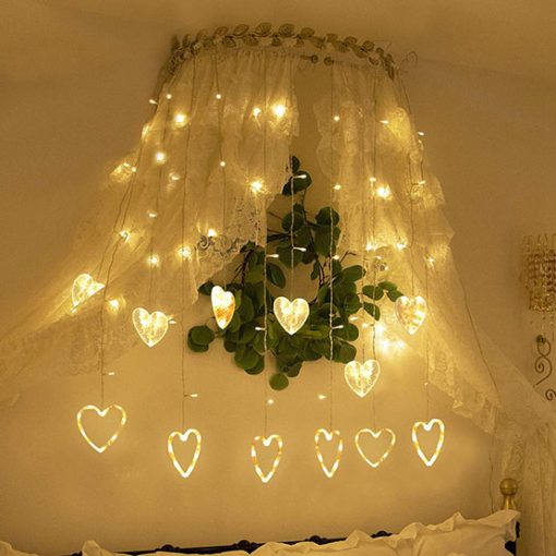 Curtain String Light Heart-Shaped LED String Lights Christmas Wedding Party Decoration Led Fairy Light String 2 M