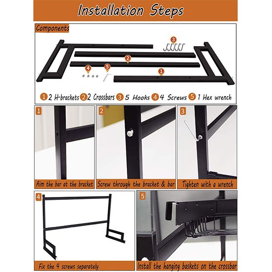Rack Over The Sink Dish Drying Rack, Over Sink Dish Drainer, Stainless Steel, for Kitchen Utensil Storage, Black Rack Over The Sink Dish Drying Rack, Over Sink Dish Drainer, Stainless Steel, for Kitchen Utensil Storage, Black - Image 2