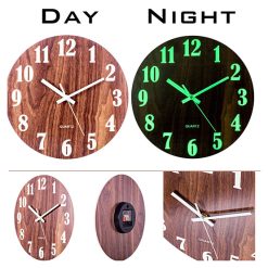 Luminous Wall Clock Wooden Silent Non-ticking Kitchen Wall clocks With Night Lights 30x30x3.5cm