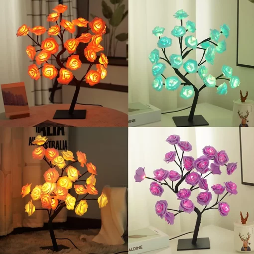 Rose Flower Tree Lamp Night Light Home Decoration