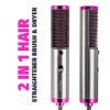 Ionic Hair Straightener Brush Round Hot-Air Hair Dryer and Straightening Comb