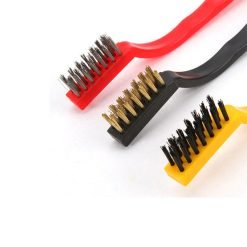 Pack of 3 Mini Wire Brush Set (Brass, Nylon, Stainless Steel Bristles)