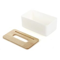 Plastic Tissue Box With Wood Cover & Mobile Stand