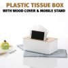 Plastic Tissue Box With Wood Cover & Mobile Stand