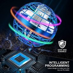 Flying Ball Toys Hover Orb Globe Shape Magic Controller Mini Drone, RGB Lights Spinner 360 Rotating Spinning UFO Safe for Kids Adults(Blue)