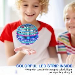 Flying Ball Toys Hover Orb Globe Shape Magic Controller Mini Drone, RGB Lights Spinner 360 Rotating Spinning UFO Safe for Kids Adults(Blue)
