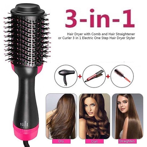 Hair Dryer Brush 3-in-1 Hot Air Straightener Curler Function Hair Styler Hair Dryer Brush 3-in-1 Hot Air Straightener Curler Function Hair Styler