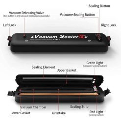 Vacuum Automatic Food Sealer Machine With Bags Black