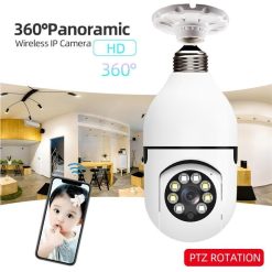 Wireless Wifi Panoramic Bulb Camera Household Indoor Surveillance Camera Two-Way Intercom Night Vision Home Security Webcam