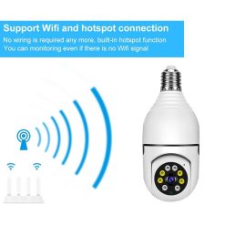 Wireless Wifi Panoramic Bulb Camera Household Indoor Surveillance Camera Two-Way Intercom Night Vision Home Security Webcam