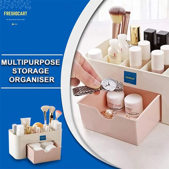 Cosmetic Make Up Storage Box Organizer with Makeup Stand and Drawers