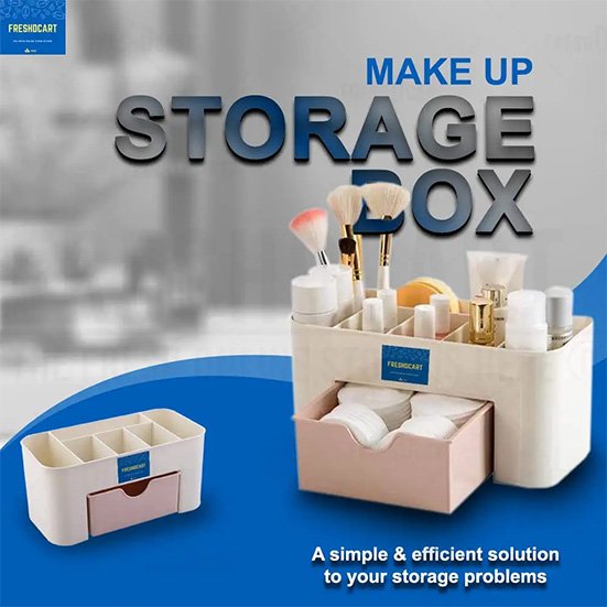 Cosmetic Make Up Storage Box Organizer with Makeup Stand and Drawers