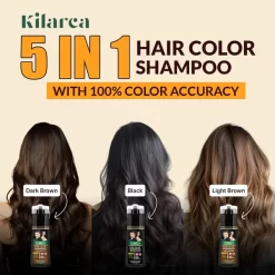 Kilarca 5 in 1 Hair Color Shampoo Natural & Healthy with Ginger Essence & Vitamin E