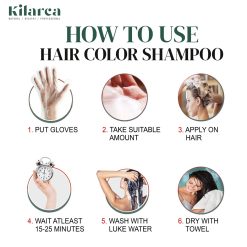 Kilarca 5 in 1 Hair Color Shampoo Natural & Healthy with Ginger Essence & Vitamin E 200 ML – Dark Brown