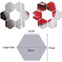 Hexagon 3D Mirror Wall Stickers For Home Decoration 24 Pcs Silver