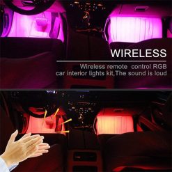 4 in 1 48 LED Lighting Kit with Car Charger, Sound Activated IR Wireless Remote Control Atmosphere Lamp Set of 4