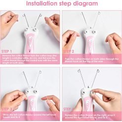 Ladies Facial Hair Remover, Electric Cordless Cotton Threading Epilator Lips Cheek Arm Leg Hair Removal Shaver Pull Faces Delicate Device Depilation Rechargable