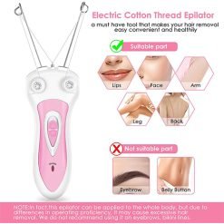 Ladies Facial Hair Remover, Electric Cordless Cotton Threading Epilator Lips Cheek Arm Leg Hair Removal Shaver Pull Faces Delicate Device Depilation Rechargable