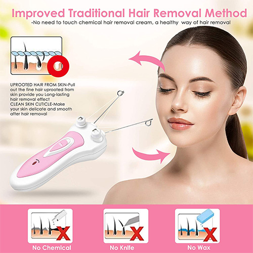 Ladies Facial Hair Remover Electric Cordless Cotton Threading Epilator