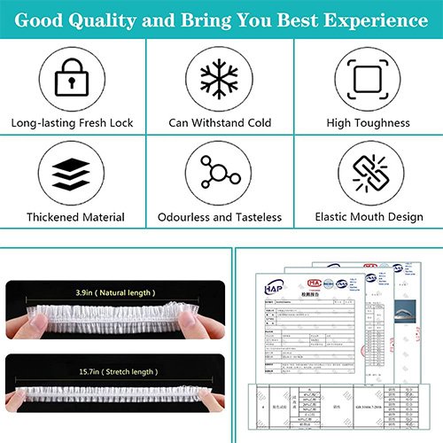 Disposable Food Cover Plastic Wrap Elastic Food Lids For Fruit Bowls Cups 100 Pcs Disposable Food Cover Plastic Wrap Elastic Food Lids For Fruit Bowls Cups 100 Pcs - Image 5