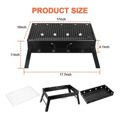 Folding Portable Barbecue Charcoal Grill, Mini BBQ Tool Kits for Outdoor Cooking Camping Picnics Beach