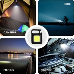 LED Mini COB Flashlights 1000 High Lumens Bright Light with Keychain & Opener
