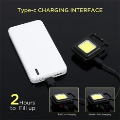 LED Mini COB Flashlights 1000 High Lumens Bright Light with Keychain & Opener