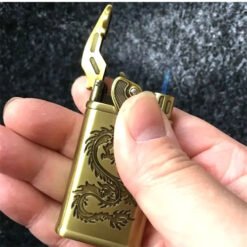 Bronze Dragon Swing Arm Butane Gas Creative Jet Flame Lighter Golden