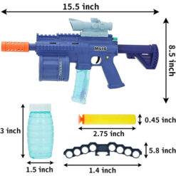 Bubble Gun with Foam Dart Blaster, Music & Light Bubble Blower with 2 Bottles of Bubble Solution (50ml), 8 Soft Bombs