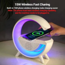 Alternative view of Portable LED Bluetooth Speaker Wireless Charger with Desk Lamp Bedside RGB Night Light