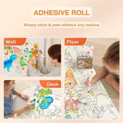Children's Coloring Paper Roll for Kids, Size 38 cm x 300 cm Large Coloring Poster for Toddlers, Stickable Drawing Paper Roll