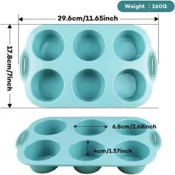Non-Stick Silicone Cupcake Pan – 6-Cavity Baking Tray for Puddings and Cookies