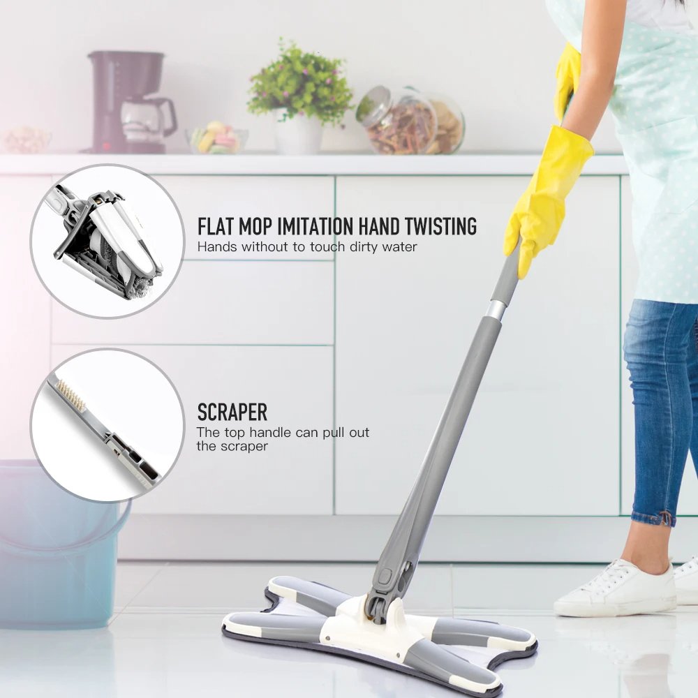 X-type Floor Mop or Flat Mop for Home Replace Hand-free Wash Household Cleaning Tools X-type Floor Mop or Flat Mop for Home Replace Hand-free Wash Household Cleaning Tools - Image 2