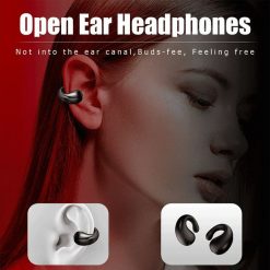 Wireless Bone Conduction Headphones IPX7 Waterproof Mini Open Ear Headsets for Sports Running Black