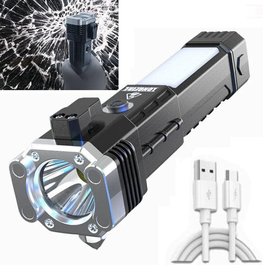 Emergency Hammer Flashlight With Power Bank & Window Breaker Multi-Function Emergency Hammer Flashlight With Power Bank & Window Breaker Multi-Function - Image 2