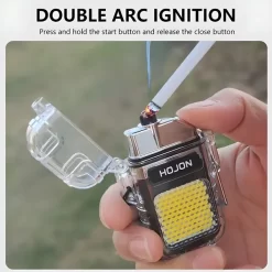 2 in 1 Transparent COB LED Flashlight with Rechargeable Electric Lighter – Bright, Portable & Multipurpose