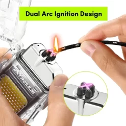 2 in 1 Transparent COB LED Flashlight with Rechargeable Electric Lighter – Bright, Portable & Multipurpose